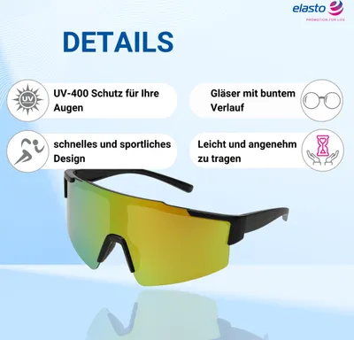 Produktbild von Sportbrille 'Schnelle Brille' - robuste Brille mit verspiegelten Gläsern - inkl. Mikrofaser Pouch zum sicheren Transport - schwarz