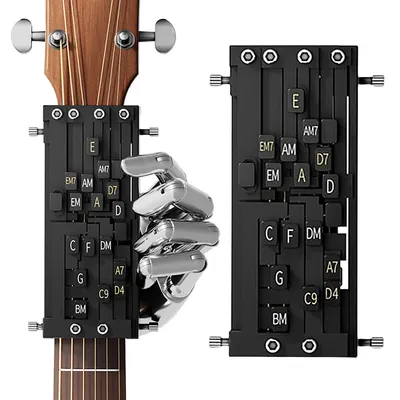 Produktbild von Gitarrenakkord-Hilfe, Gitarren-Akkordtrainer & Lernhilfe, Gitarrenzubehör für Saiteninstrumente, Akkordspieler mit Ein-Tasten-Bedienung