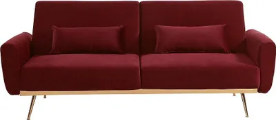 Produktbild von lAUNEI 3-Sitzer-Sofa mit Schlaffunktion aus Velours - Farbe Maroon