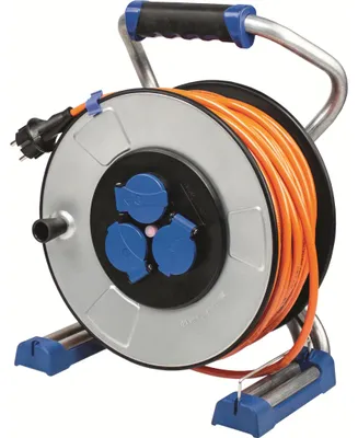 Image de Enrouleur de câble métallique as-Schwabe pour chantier, orange, 40 m, 230 V, 16 A, 3 x 2,5 mm², IP44