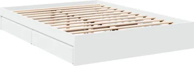 Zdjęcie produktu dla Rama łóżka z szufladami, biała, 150x200 cm