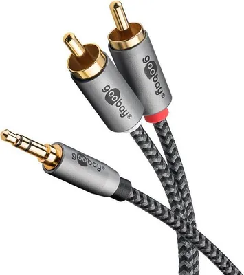 Produktbild von Goobay 65290 Audiokabel 5 m 3,5mm 2 x RCA Schwarz, Silber