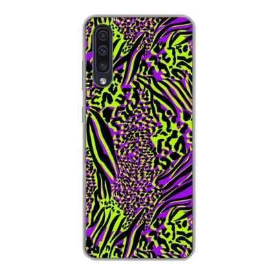 Produktbild von MuchoWow® Handyhülle Schutzhülle Hülle für Samsung Galaxy A30s Tiermuster - Zebra - Neon - Lila Silikon Softcase Handy Hülle - Karteninhaber