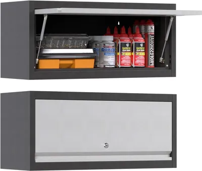 Imagen del producto de Armario de acero inoxidable para colgar en la pared, con cerradura, de 35 x 66 x 30 cm, ideal para garajes y talleres