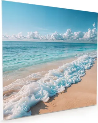 Produktbild von Küchenrückwand Spritzschutz Glas mit Motiv Strand Surf Wellen 40 x 40 cm