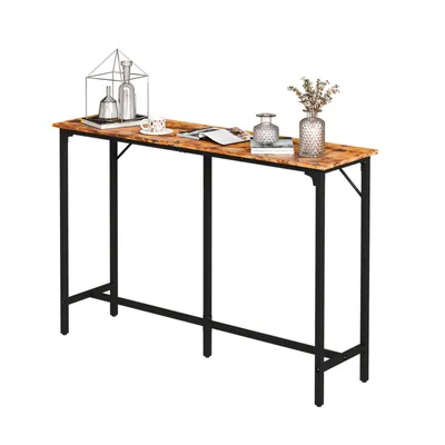 Obrázek produktu pro Barový stolek, stojací stolek, jídelní stolek, kovová konstrukce, deska z MDF, rozměry 139 × 38 × 99 cm, barva hnědá