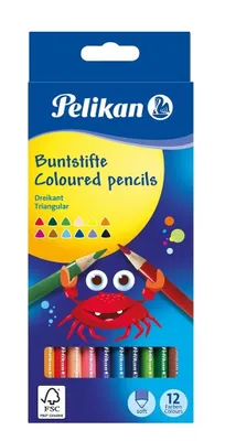 Produktbild von Pelikan Dreikant-Buntstifte dünn 12er Kartonetui