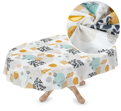 Abwaschbare Tischdecke aus Polyester, PVC-frei, skandinavisches Muster, oval 140 x 160, Hauptbild