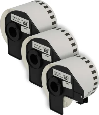 Produktbild von vhbw 3x Rolle mit Halter 62mm x 30,48m (1 Etikette) kompatibel mit Brother PT QL500BW, QL-550, QL-560, QL560VP Drucker - Premium, Wiederablösbar Weiß