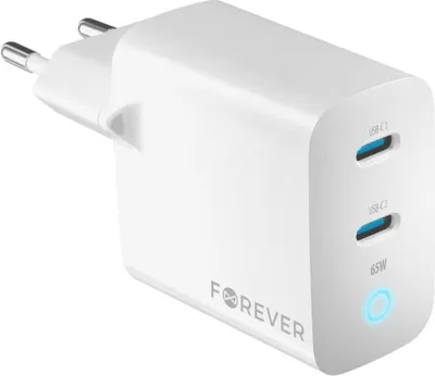 Immagine prodotto di Caricatore di rete Forever GaN PD QC TC-06-65CC 2x USB-C 65W bianco