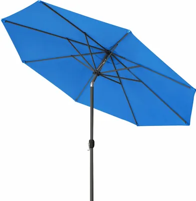 Produktbild von paramondo interpara Sonnenschirme Rund, 3,5m, blau / Gestell, anthrazit knickbar, Kurbelbedienung, Alu-Mast & Air Vent | Balkonschirm & Gartenschirm | Kurbelschirm