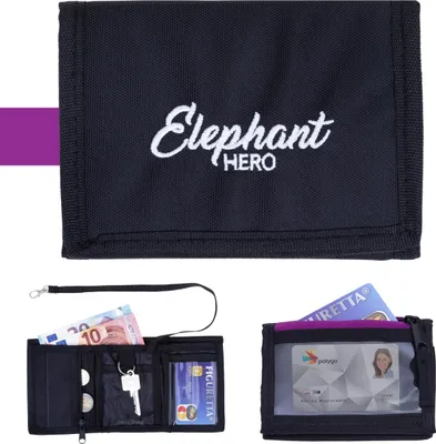 Produktbild von Geldbörse Kinder Portemonnaie Elephant Hero Signature Wallet mit Schlüsselkette und Karabiner Börse Mädchen Schüler Schule Schülerbörse 13020 Tiff Lila Violett Black