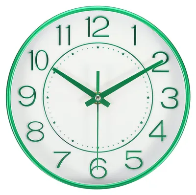 Moderne 8-Zoll-Wanduhr, grün, leise, batteriebetrieben, rund