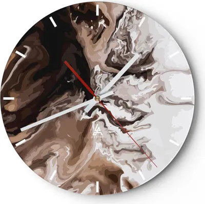 Produktbild von Wanduhr - Rund - Glasuhr - Abstraktion modern - 30x30cm - Schleichendes Uhrwerk - Lautlos - zum Aufhängen bereit - Dekoration Modern - Wanddekoration aus Glas - C3AR30x30-4073