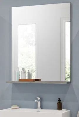 Produktbild von Badezimmer Spiegel "Shawn" Rauchsilber grau Wandspiegel mit Ablage 60 x 79 cm
