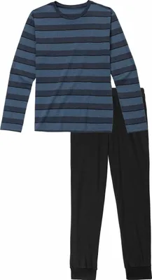 Produktbild von H.I.S. Pyjama 2 -teilig blau-meliert-gestreift, schwarz Größe 56/58