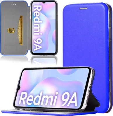 Produktbild von Handy Schutz Hülle für Xiaomi Redmi 9A Xiaomi Redmi 9i Xiaomi Redmi 9AT Handytasche mit Magnetdeckel Kartenfach und Standfunktion Klapphülle Blau