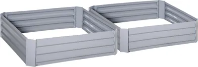 Image de Outsunny Lot de 2 carré potager de jardin dim. 100L x 100l x 30H cm - tôle d'acier ondulée gris
