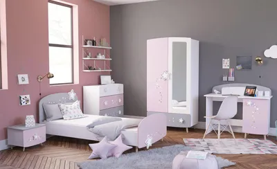 Produktbild von Kinderzimmer Möbelset Mädchenzimmer Kinderzimmermöbel (5-teilig) "Savannah I"