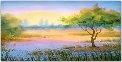 Produktbild von Coloray Bild aus Glas 140x70 gehärtetes Glas glasblock mit bild wohnzimmer Küche Dekoration wanddekoration - Aquarell Natur Baum