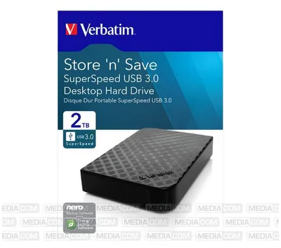 Obrázek produktu pro Verbatim Store 'n' Save, 2 TB, 3.2 Gen 1 (3.1 Gen 1), Černá