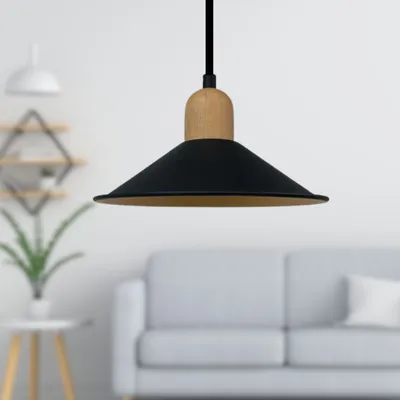 Produktbild von Pendelleuchte Ferh 35/20 cm Hängeleuchte Vintage Esstisch, Wohnzimmer große Hängelampe Küche Esszimmerlampen Hängelampen - Schwarz