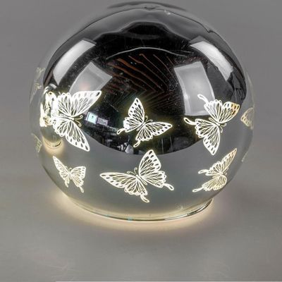 LED Deko Kugel SCHMETTERLINGE D. 12cm mit Timer aus Glas Formano F25