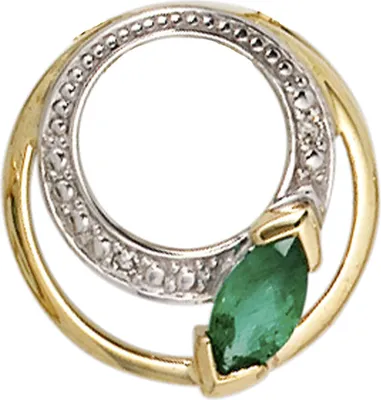 Produktbild von Anhänger mit Smaragd grün & 2 Diamanten Brillanten 585 Gold Gelbgold