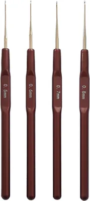 Obrázek produktu pro Ergonomická sada háčkovacích jehel, ocelové háčky – sada 4 kusů – 0,5 – 0,8 mm