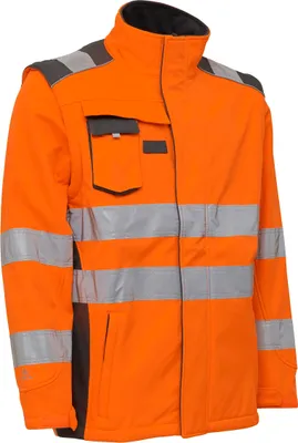 Produktbild von ELKA Softshell Warschutzjacke mit abnehmbaren Ärmeln Warnorange/Grau XL