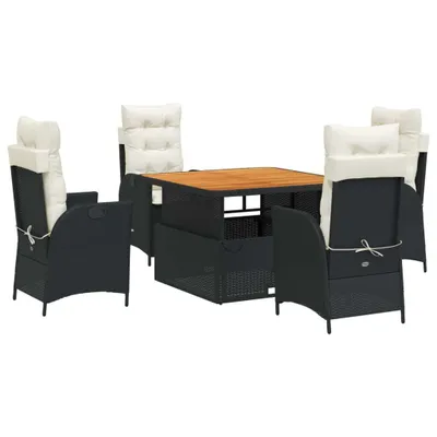 Immagine prodotto di vidaXL set da pranzo da giardino a 5 pezzi con cuscini in rattan nero