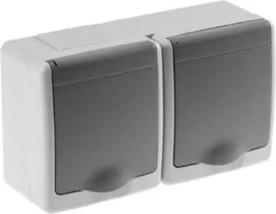 Immagine prodotto di Presa Schuko doppia da esterno IP44, colore grigio serie BETA