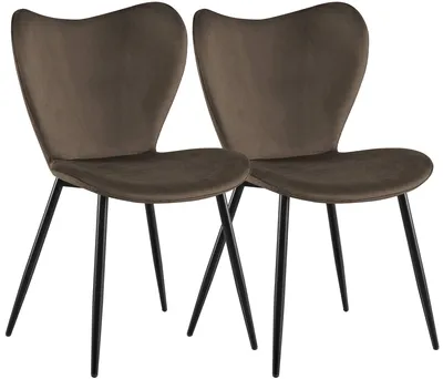 Produktbild von CLP 2er Set Esszimmerstühle Maika gepolstert mit Rückenlehnen belastbar bis 150 kg braun Material Samt