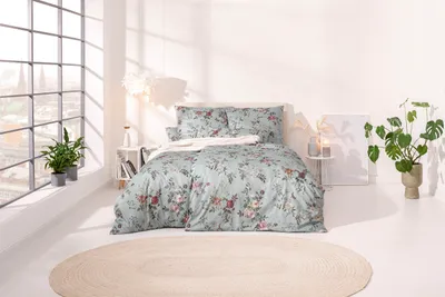 Produktbild von Estella Mako-Satin Bettwäsche 155x220 Estefania salbei Blütenzweige 7923-532