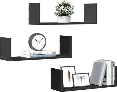 Produktbild von "im Angebot" Wandregale 3 Stk. Schwarz 58x18x18 cm Holzwerkstoff - Wandregale CC23903