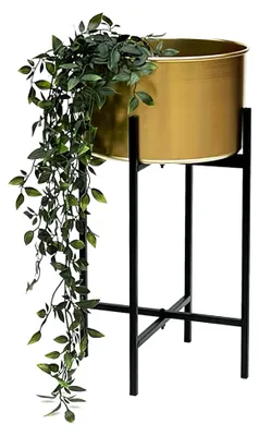 Produktbild von Blumenhocker mit Topf Gold Metall Schwarz 50 cm