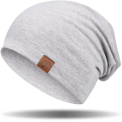 Zdjęcie produktu dla Czapka typu beanie damska/męska, bawełniana, luźna, oddychająca, biała