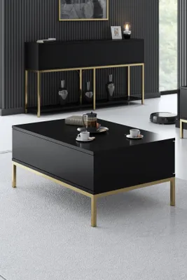 Image de Skye Decor, Lord - Black, Gold, Tables basses, Noir, 90 x 40 x 60 cm