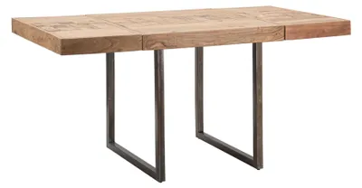 Image de Table à manger carrée en métal et bois CM 80X80X77