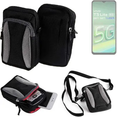 Produktbild von K-S-Trade Holster Schutz Hülle kompatibel mit Vivo T3 Lite 5G Handy Hülle Gürteltasche Umhängetasche mit Zusatzfach schwarz