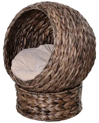 Zdjęcie produktu dla Legowisko dla kota w kształcie liścia bananowca | Kolor: Szary/Beżowy | Wymiary: 33x42x52 cm