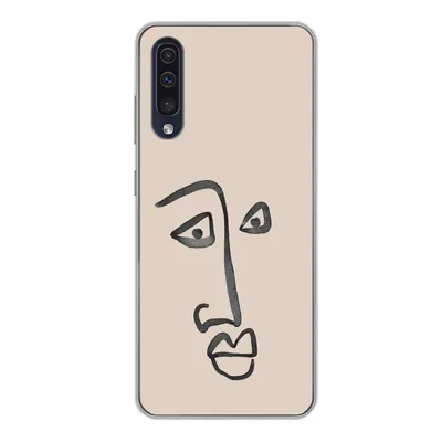 Produktbild von MuchoWow® Handyhülle Schutzhülle Hülle für Samsung Galaxy A50 Gesicht - Rosa - Strichzeichnung Silikon Softcase Handy Hülle - Mobiltelefonhülle
