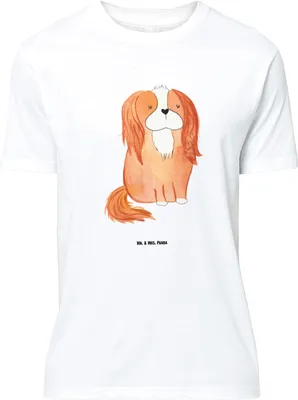 Produktbild von Mr. & Mrs. Panda Tshirt Hund Cavalier King Charles Spaniel - Weiß - Geschenk, Oversize T-Shirt, Schlappohren, Shirt, Sprüche, Lustiges, große Größen, Cockerspaniel