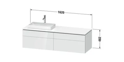 Produktbild von Waschtischunterbau L-CUBE 1620x482x550mm we s-matt o ES weiß supermatt ohne Einrichtungssystem