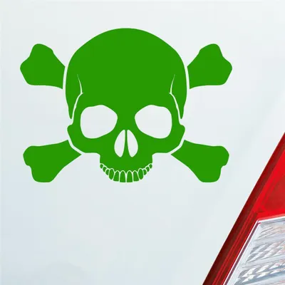 Produktbild von Auto Aufkleber Totenkopf Skull Pirat Tod Kopf Car 13,5x10 cm Hellgrün Sticker Heckscheibenaufkleber