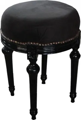 Immagine prodotto di Sgabello barocco Casa Padrino - Sgabello rotondo nero / nero - Sgabello barocco arredo