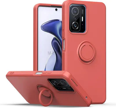 Produktbild von Xiaomi 11T Pro Handyhülle, Ring Halter Ständer Kratzfeste Weiche Silikon schutzhülle für Xiaomi 11T / Xiaomi 11T Pro bordeaux