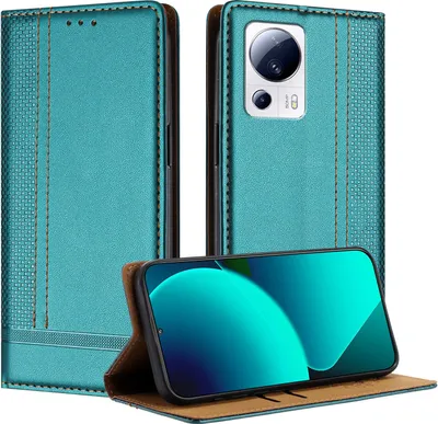 Produktbild von Handyhülle für Xiaomi 13 Lite Leder Flip Klappbare Schutzhülle mit Standfunktion Grün