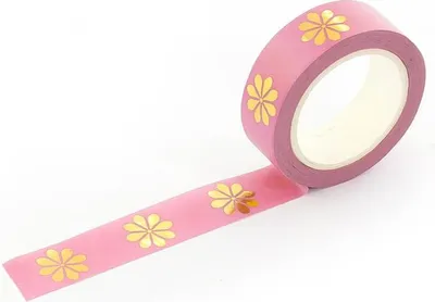 Produktbild von Oblique Unique Washi Tape Dekobänder Scrapbooking selbstklebend - rosa Goldblumen