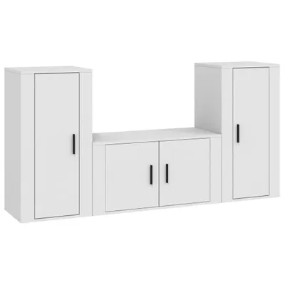 Produktbild von vidaXL 3-tlg. TV-Schrank-Set Weiß Holzwerkstoff
